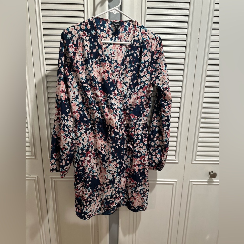 Rue21 Navy and Pink Floral tunic Top